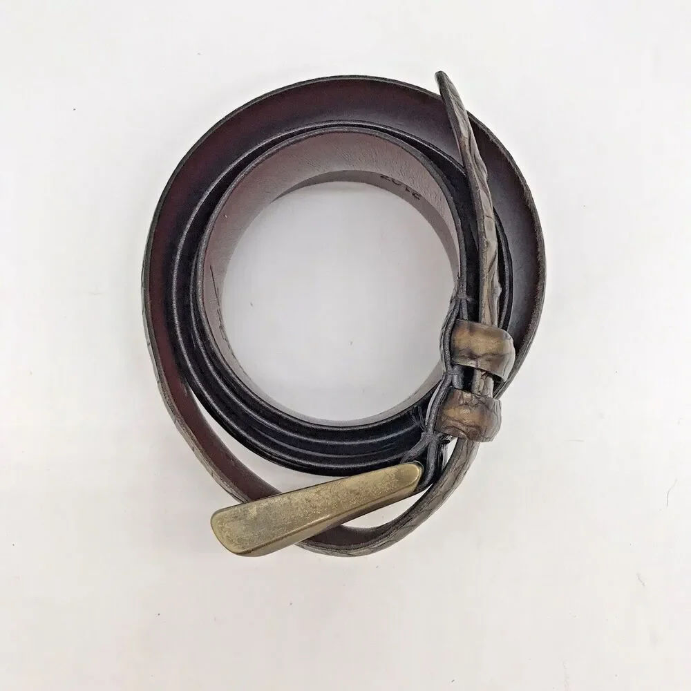 Tulliani Croc Embossed Italian Calfskin Belt Men's 46 Brown Roller Belt 2103 USA